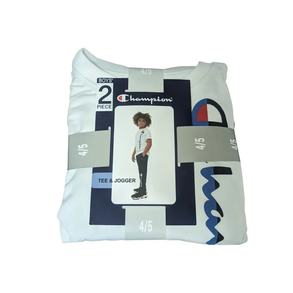 Champion Tee And Jogger 2Pc Outfit Boys 4/5 Set White Blue Kids Lightweight Set‎